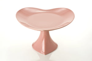 12" FOOTED HEART SHAPED PLATTER, PINK GLAZED from the inside out heart collection