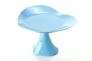 12" FOOTED HEART SHAPED PLATTER, BLUE GLAZED from inside out heart collection