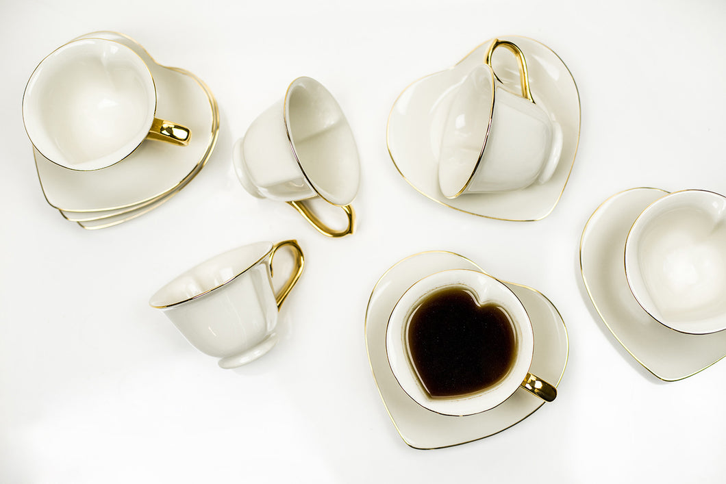 6.5 oz Cup and Saucer (set of 6) IVORY/GOLD