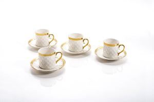 QUILTED ESPRESSO CUPS & SAUCER SET OF 4