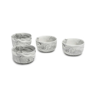 SET OF 4 bowls from the marble collection (grey with white marble combination)