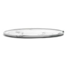 Load image into Gallery viewer, 16&quot; NARROW OVAL from the marble collection side view of the plate, (grey with white marble combination)